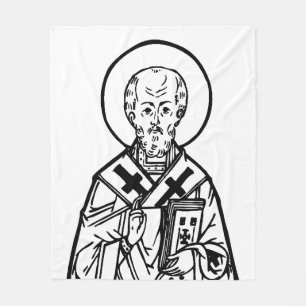 Byzantinische orthodoxe Ikone des Hl. Nikolaus von Fleecedecke