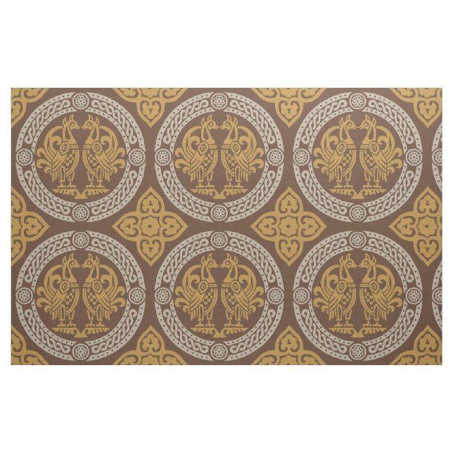 Byzantinische Vögel, orange Stoff (Fat Quarter (45,7 x 55,9 cm))