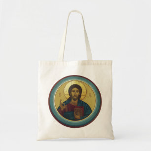 Byzantinischer Christus Pantokrator runde Mosaikku Tragetasche