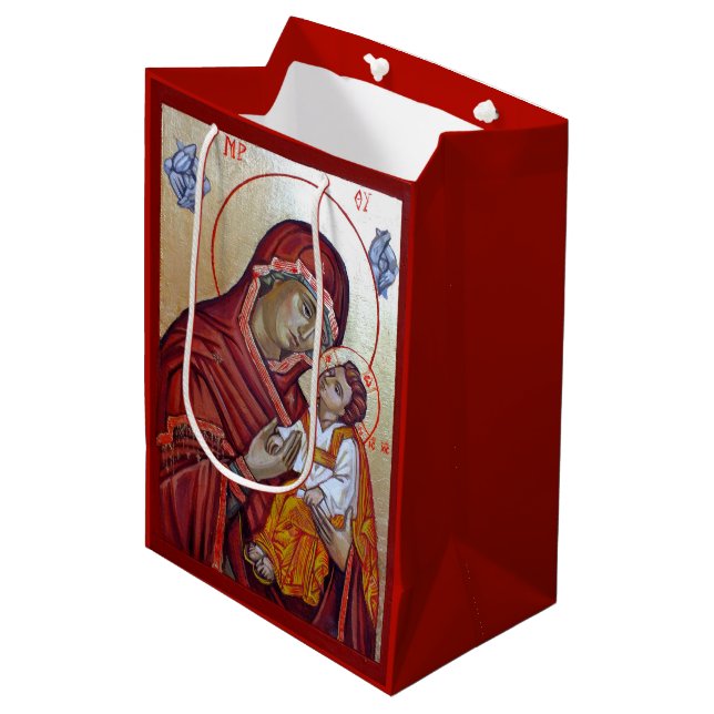 Byzantinischer Stil Symbol der Heiligen Maria Teot Mittlere Geschenktüte (Vorderseite Schrägansicht)