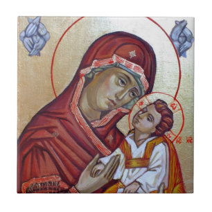 Byzantinischer Stilikone der Heiligen Maria Theoto Fliese