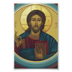 Byzantinisches Christus Pantokrator Rundmosaik Kun Fotodruck