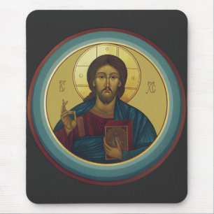 Byzantinisches Christus Pantokrator Rundmosaik Kun Mousepad