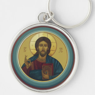 Byzantinisches Christus Pantokrator Rundmosaik Kun Schlüsselanhänger