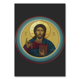 Byzantinisches Christus Pantokrator Rundmosaik Kun Tischnummer