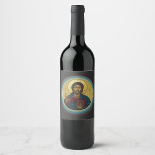Byzantinisches Christus Pantokrator Rundmosaik Kun Weinetikett