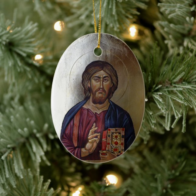 Byzantinisches Icon Christi Pantocrator Keramikornament (Baum)