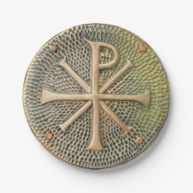 Byzantinisches Kreuzsymbol Metallion Geschichte Pappteller (Vorderseite)