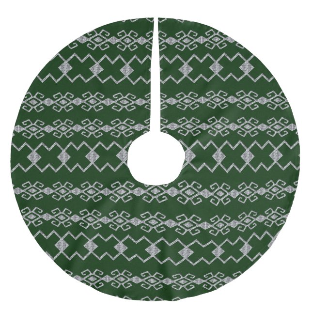 Byzanz Grün & Silber Polyester Weihnachtsbaumdecke (Vorderseite)