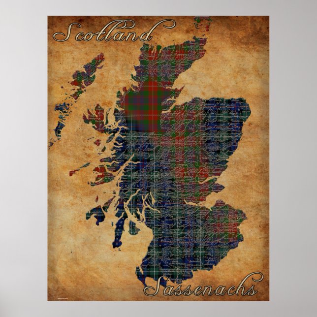 C18. Scotland und Sassenachs Map Art Poster (Vorne)