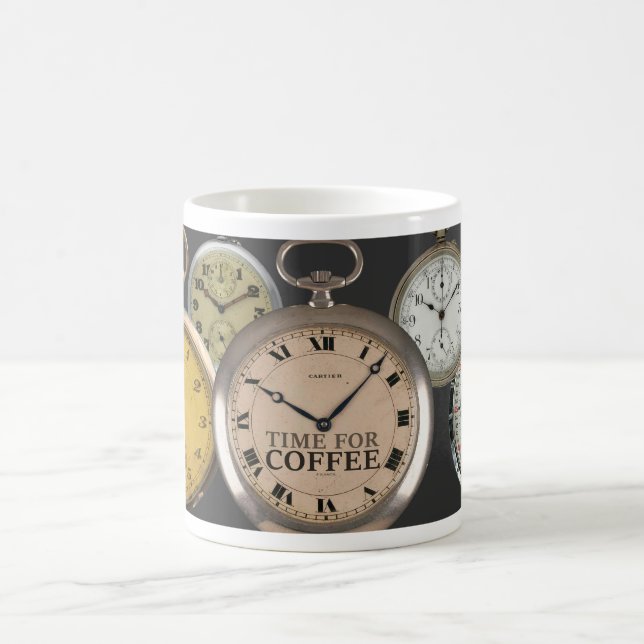 c1900 POCKET WATCH THEME 'TIME FOR COFFEE' Kaffeetasse (Mittel)