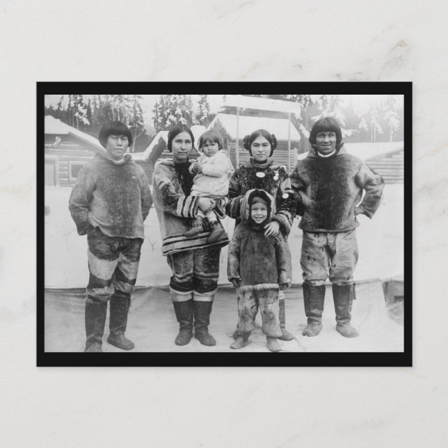 c1909 Eskimo Familie aus Labrador Seattle Postkarte (Vorderseite)