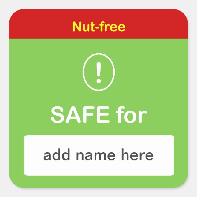 c4 - SAFE LEBENSMITTELETIKETT MIT Individuelle Nam Quadratischer Aufkleber (Vorderseite)