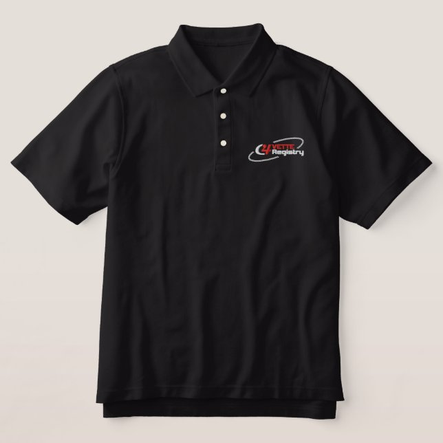 C4VR Logo bestickt mit dunklem Polo-Shirt (Design Vorderseite)