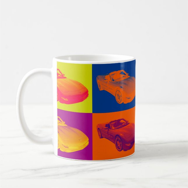C5 Korvette konvertierbare Muskel-Auto-Pop-Kunst Kaffeetasse (Links)