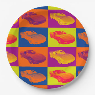 C5 Korvette konvertierbare Muskel-Auto-Pop-Kunst Pappteller