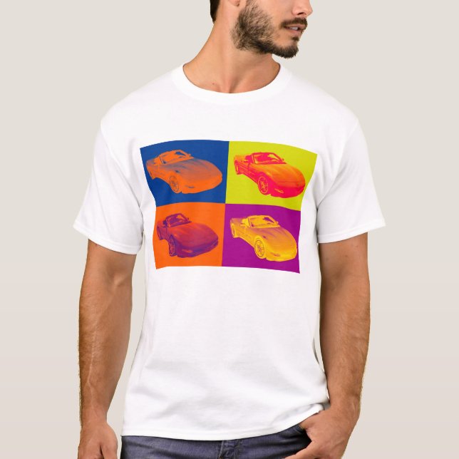 C5 Korvette konvertierbare Muskel-Auto-Pop-Kunst T-Shirt (Vorderseite)