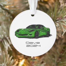 C6 Corvette Sportwagen Green Hand Zeichnung Skizze Ornament