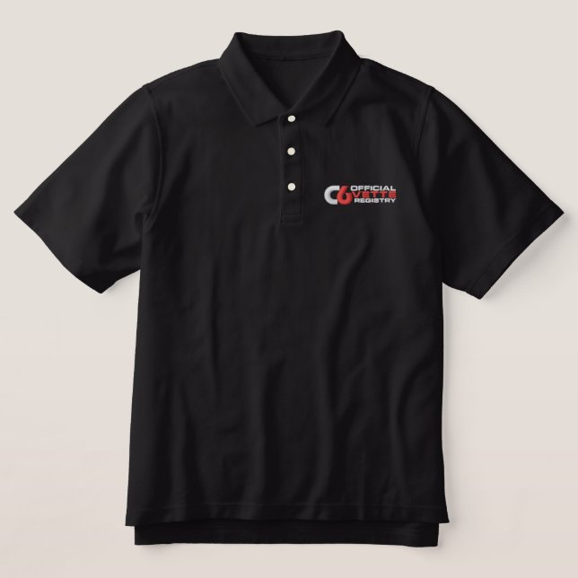 C6VR Logo bestickt mit dunklem Polo-Shirt (Design Vorderseite)