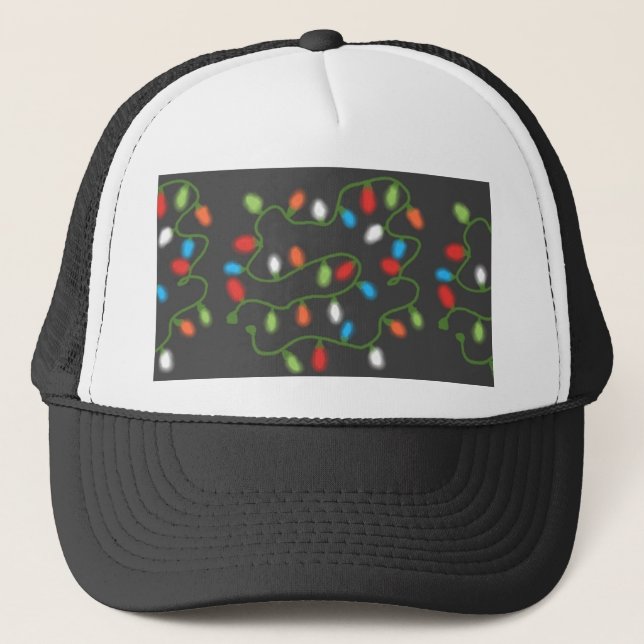 C7 Christmas Lights Trucker Hat (Multi & Gray) Truckerkappe (Vorderseite)