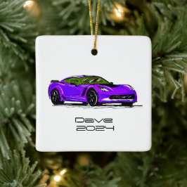 C7 Corvette Sportwagen Lila Handzeichnung Skizze Keramikornament