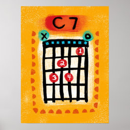 C7 Guitar Chord Poster Wand an Wand - Farbige Musi