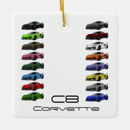 C8 Corvette Sportwagen Handgezeichnete Skizzenfarb Keramikornament
