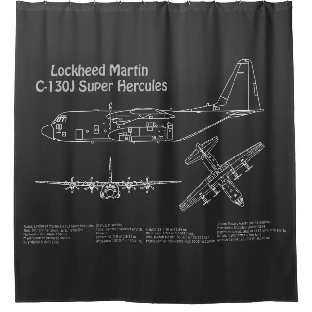 C-130 Hercules - Flugzeugkonzepte PD Duschvorhang (Vorderseite)