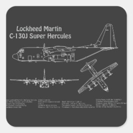 C-130 Hercules - Flugzeugkonzepte PD Quadratischer Aufkleber