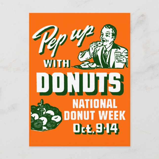 C. 1935 Pep Up with Donuts Poster Postkarte (Vorderseite)