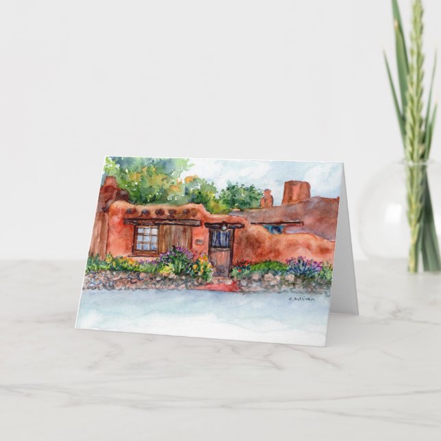 c. 79 Aquarellmalerei des alten Santa Fe adobe Karte (Vorderseite)