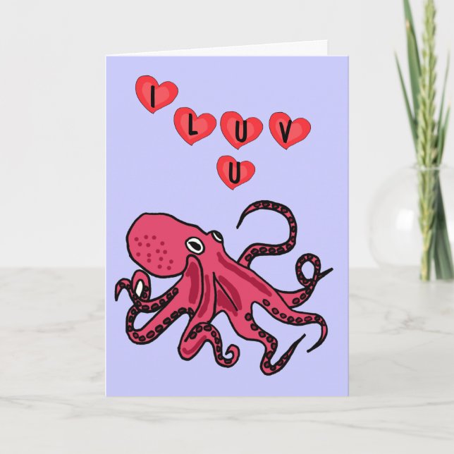 C.A. carte mignonne d'amour de poulpe (Devant)