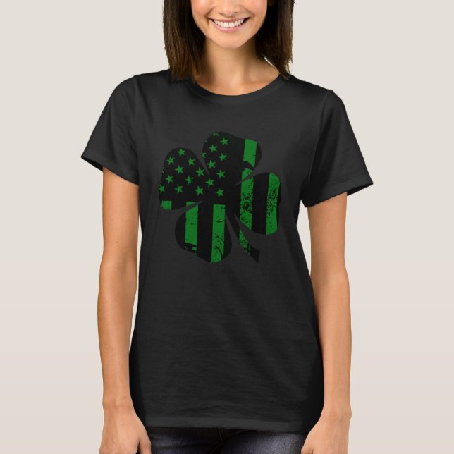 C American Flag St Patrick s day Shamrock green bl T-Shirt (Vorderseite)