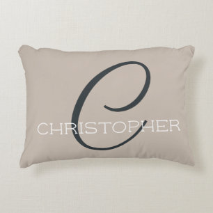 C Anfängliches Stylisches Taupe-Tan-Monogramm  Dekokissen