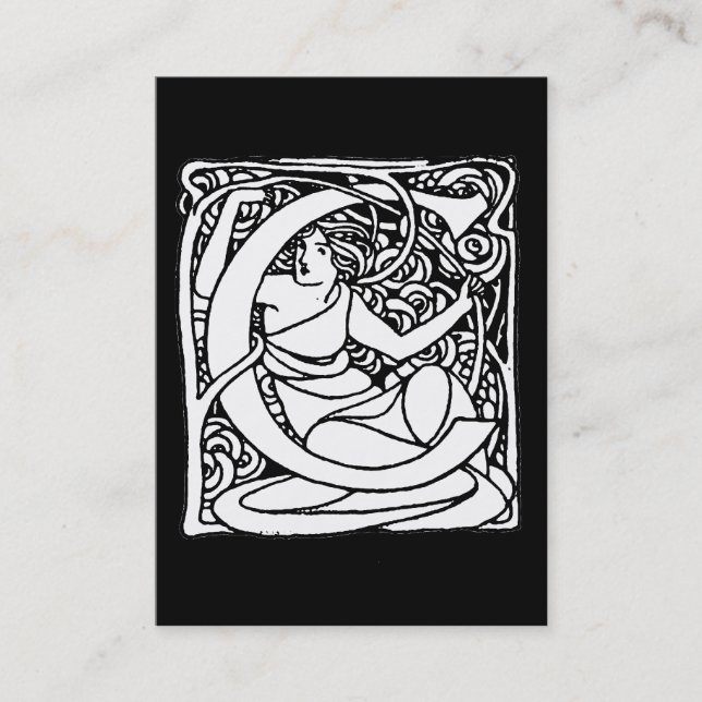 C-Art Nouveau Lady Initial Visitenkarte (Vorderseite)
