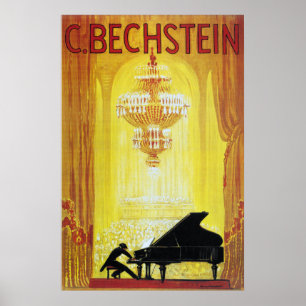 C. Bechstein Poster de publicité pour piano Vintag