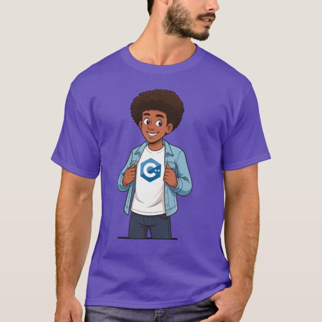 C++ Cartoon Programmer T-Shirt (Devant)