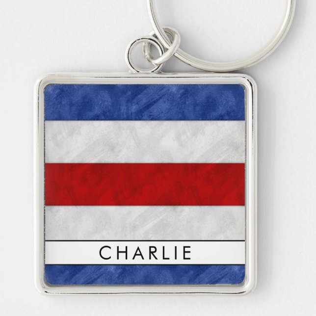 C Charlie-Signal-Flag + Ihr Name Schlüsselanhänger (Vorne)