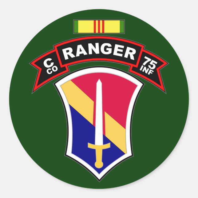 C Co, 75th Infantry Regiment - Rangers, Vietnam Runder Aufkleber (Vorderseite)