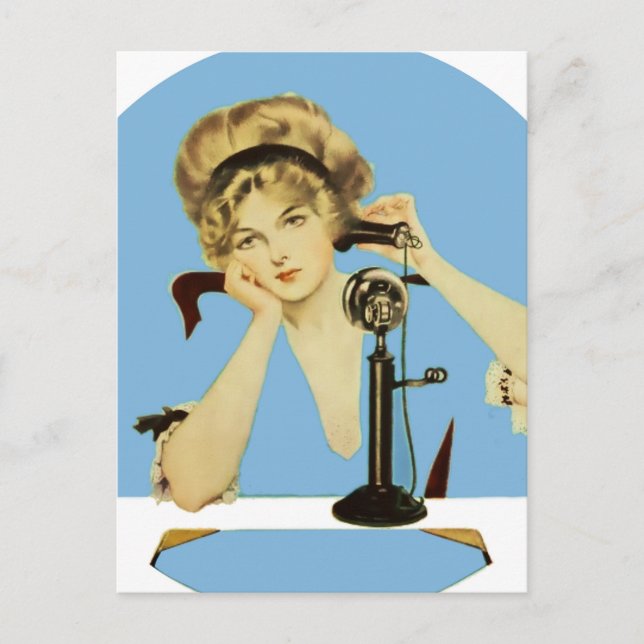 C Coles Phillips "Fadeaway Girl" "Long Distance" Postkarte (Vorderseite)
