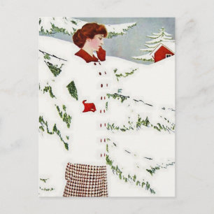 C Coles Phillips ‘Fadeaway Girl’ “Winterlandschaft Postkarte