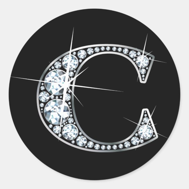 "C" Diamant Bling Sticker (Vorderseite)