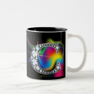 "C" Diamantblende auf Rainbow Swirl-Tasse Zweifarbige Tasse