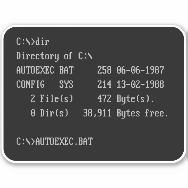 C:\> DOS-Eingabezeile auffordern Aufkleber (Vorderseite)