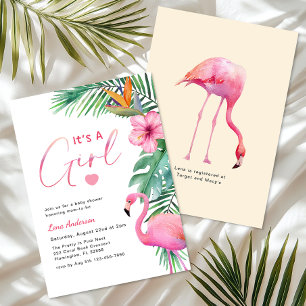 C’est une fille Flamant rose Invitation Baby showe