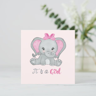C’est une fille rose photo Elephant Faire-part de 