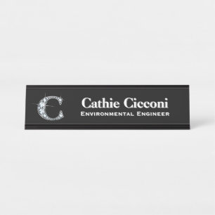 C Faux Diamond Desk Plaque signalétique