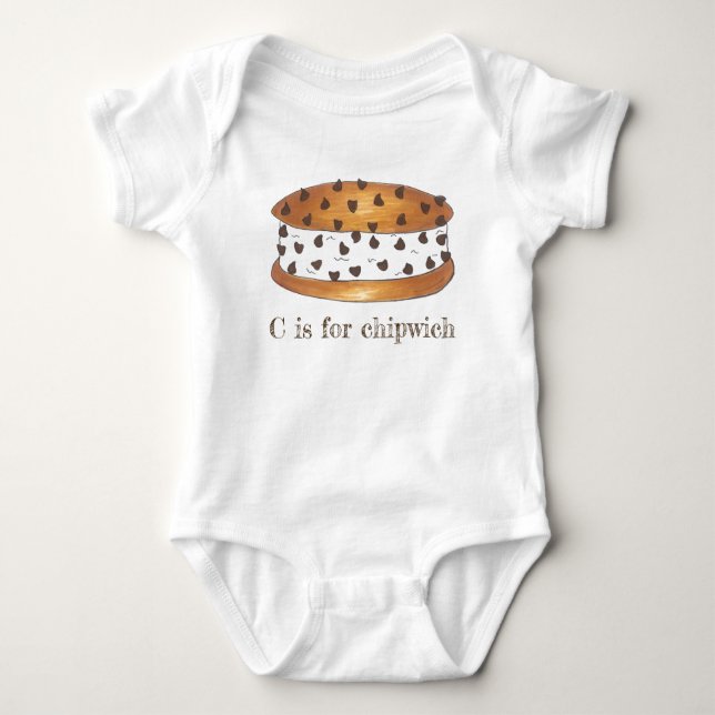 C für Chipwich Chocolate Chip Ice Cream Sandwich Baby Strampler (Vorderseite)