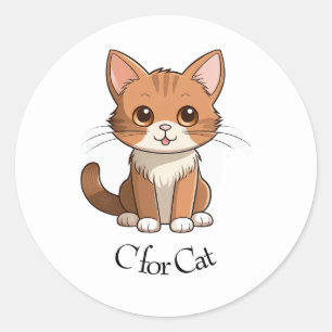 C für Katze Runder Aufkleber