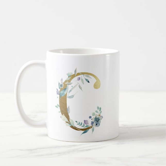 C Gold Erstmalig mit blauem Blattwerk Kaffeetasse (Links)